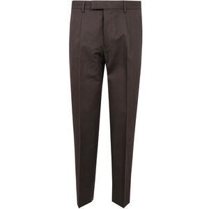ZEGNA Pleated Cotton Dress Pants Men BROWN